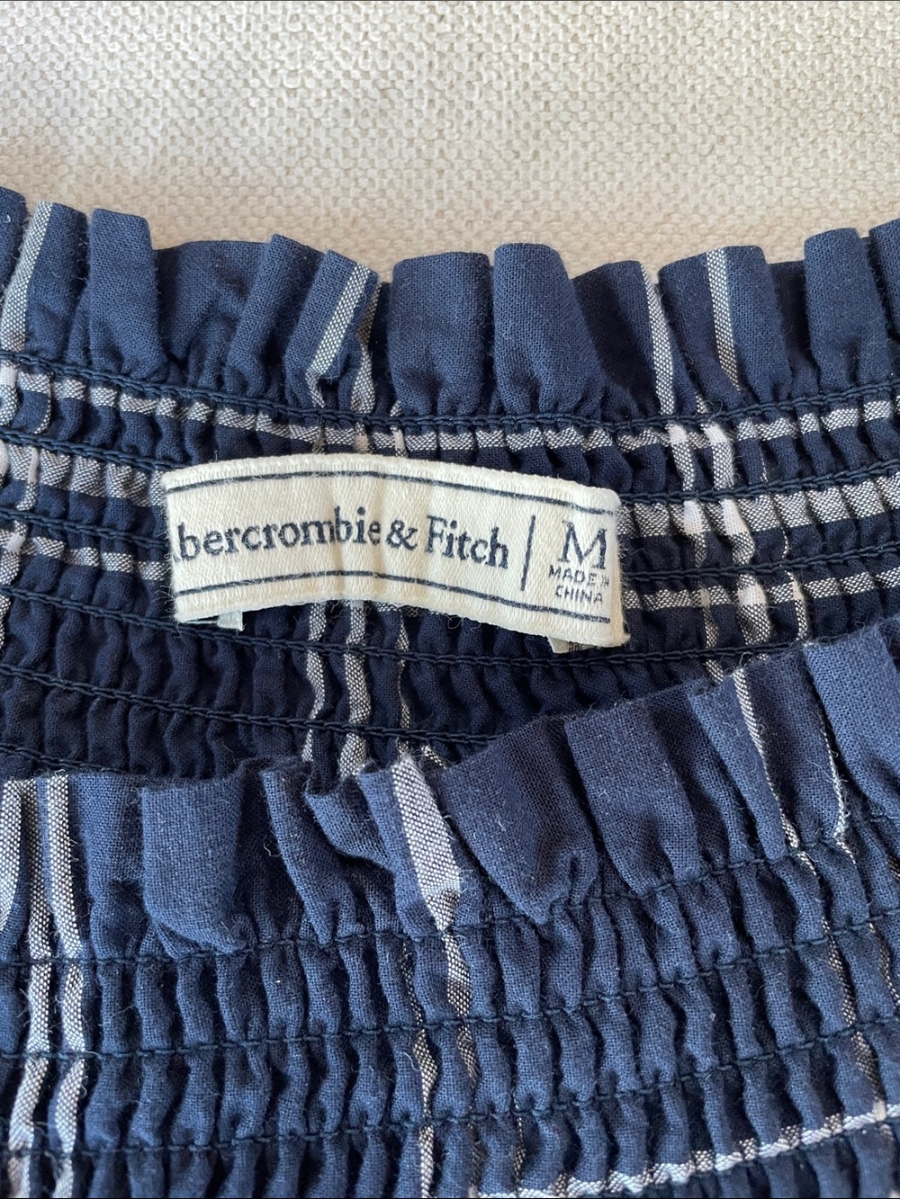 Abercrombie & Fitch Off-Shoulder Navy Plaid Women’s Dress, medium - Picture 4 of 7